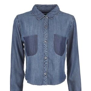 Rails Denim Cutoff Raw Hem Chambray Shirt L
